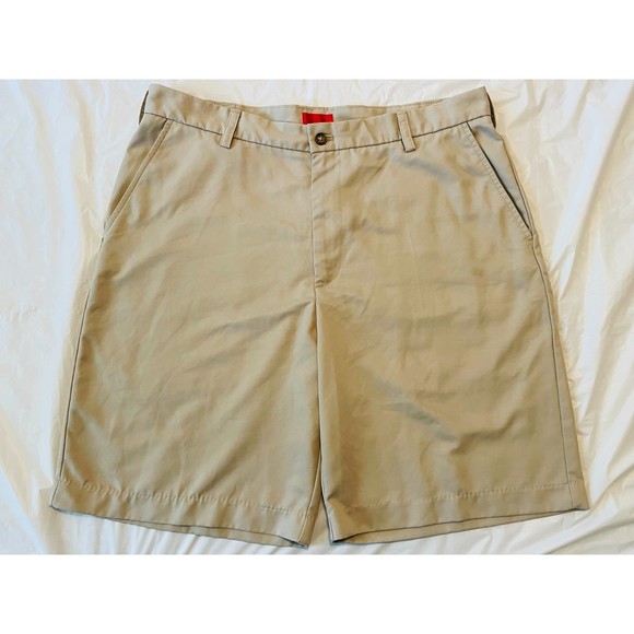 IZOD Men's Flat Front Shorts Tan 36" Waist - Picture 1 of 8
